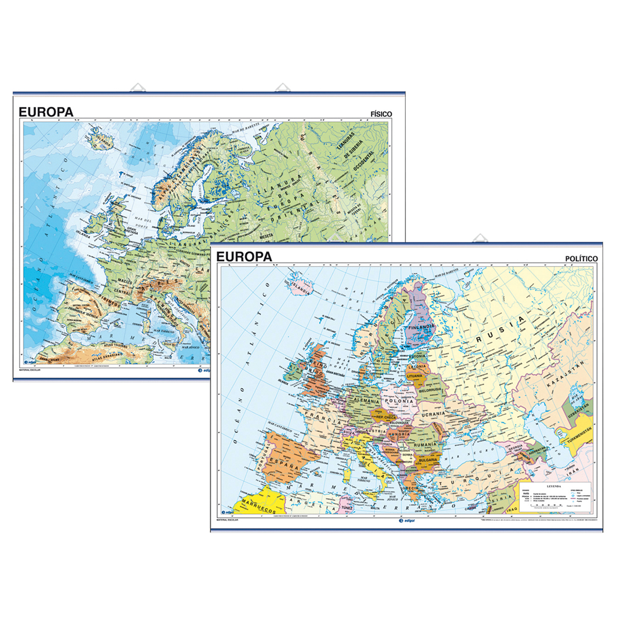 Mapa mural europa fisico/politico -140 x 100 cm